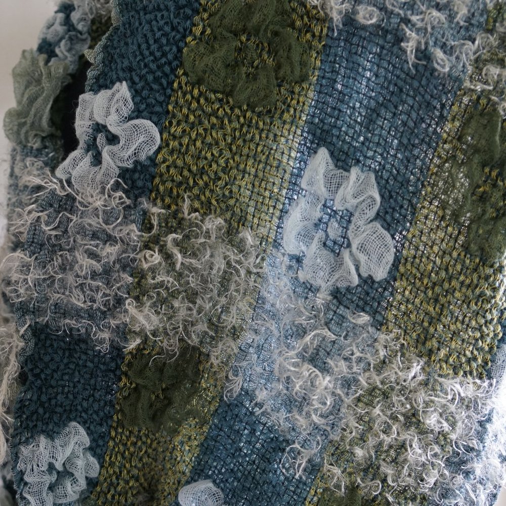 Aqua Green Patchwork/Colorblock Infinity Scarf - image 2